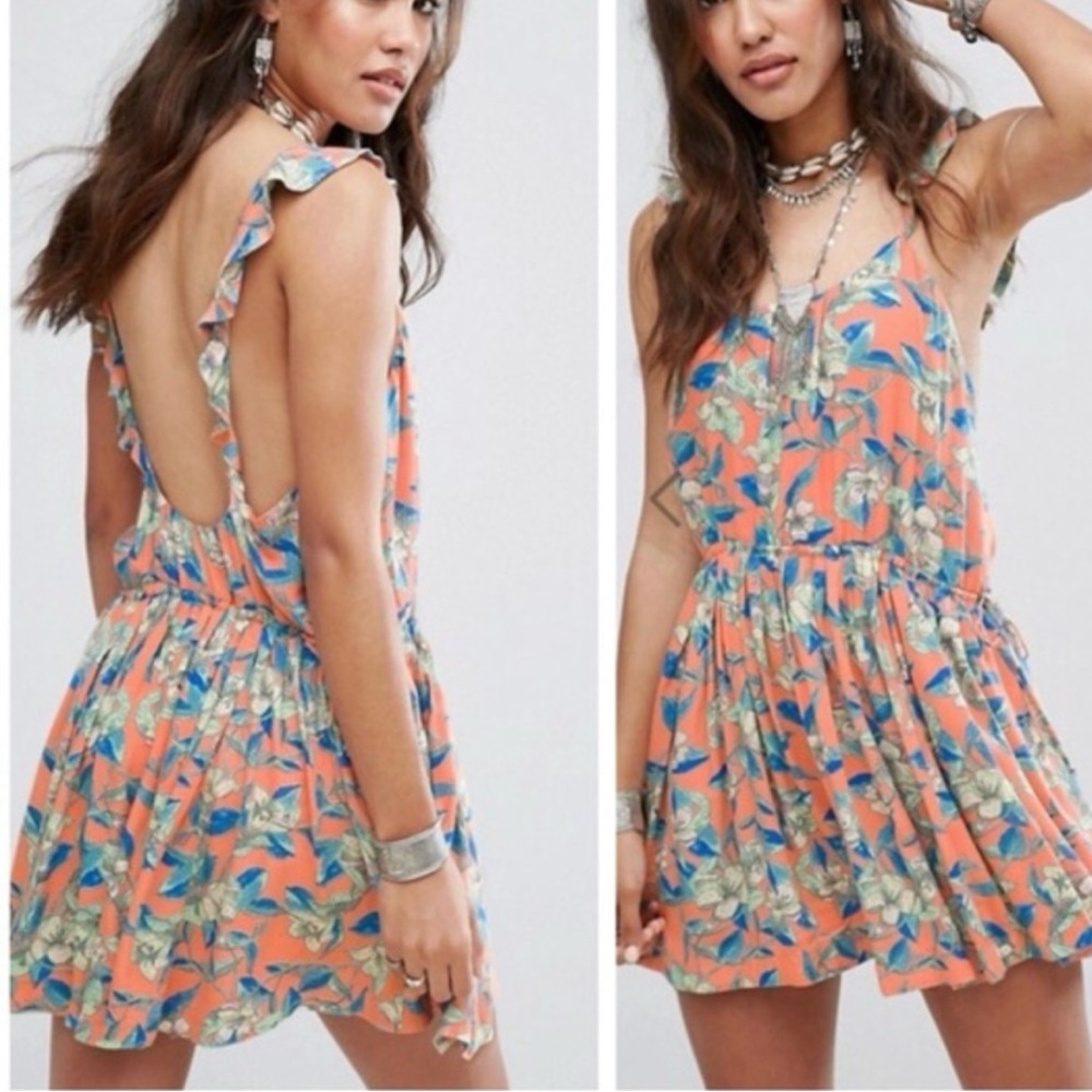 Free People Dear You Mini Sun Dress Floral Boho Backless Size XS - Picture 2 of 13